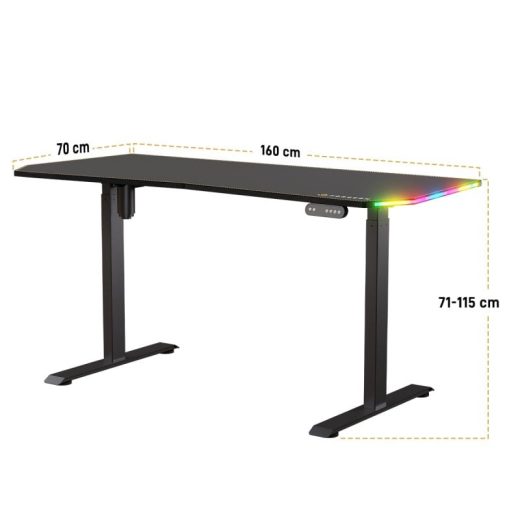 Forgeon Battleground Mesa Gaming Regulable en Altura con Motor 160x70cm RGB Negra - Imagen 9
