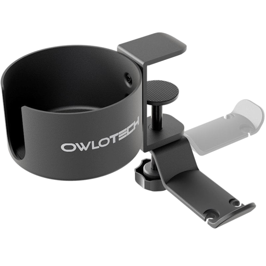 Owlotech Soporte Auriculares y Bebidas Colgador Mesa Estilo Percha Aluminio Anodizado Negro