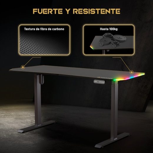 Forgeon Battleground Mesa Gaming Regulable en Altura con Motor 160x70cm RGB Negra - Imagen 4