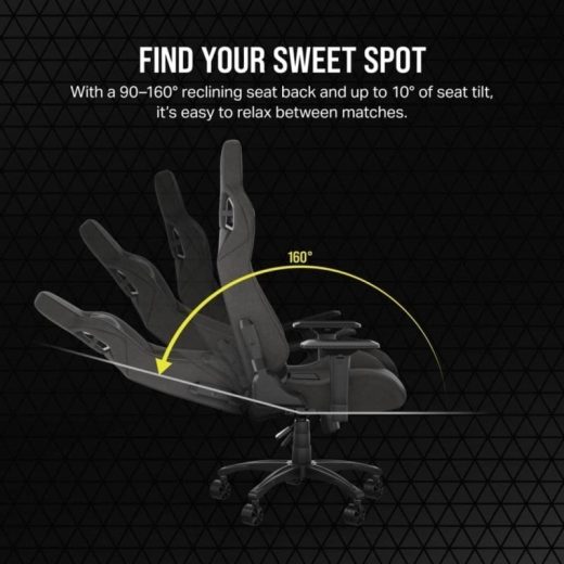 Corsair T3 Rush v2 Silla Gaming Gris Carbón con Cojines en Carbón - Imagen 2