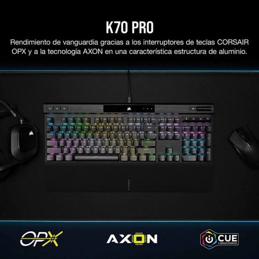Corsair K70 PRO RGB Teclado Mecánico Gaming Switch Óptico-Mecánico Corsair OPX Negro - Imagen 14