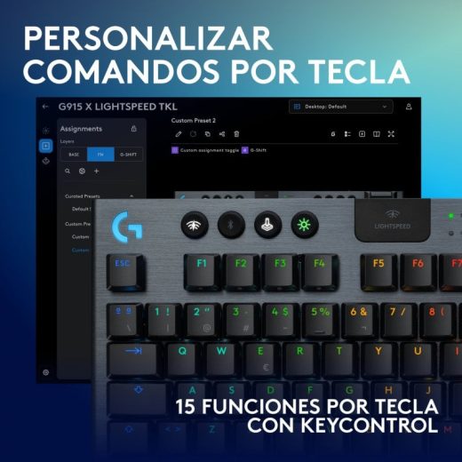 Logitech G915 X LIGHTSPEED TKL Teclado Mecánico Gaming Inalámbrico GL Tactile PBT Negro - Imagen 5