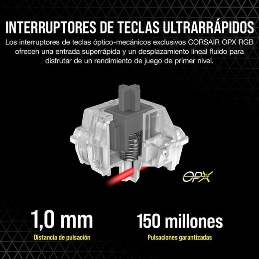Corsair K70 PRO RGB Teclado Mecánico Gaming Switch Óptico-Mecánico Corsair OPX Negro - Imagen 13