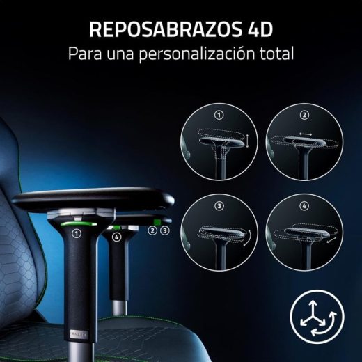 Razer Iskur V2 Padded Seat Silla Gaming Negra/Verde - Imagen 4