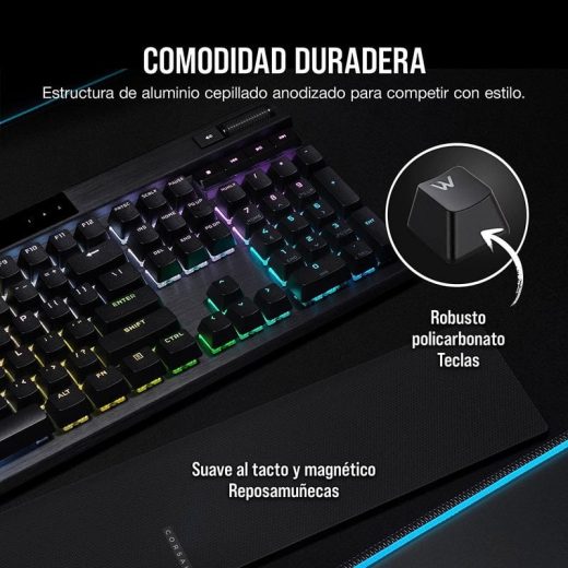 Corsair K70 PRO RGB Teclado Mecánico Gaming Switch Óptico-Mecánico Corsair OPX Negro - Imagen 12