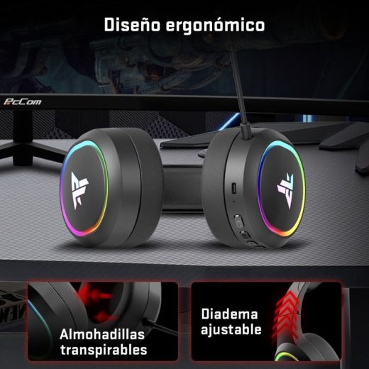 Tempest GHS400 Inquisitor Auriculares Gaming RGB Wireless PC - Imagen 8