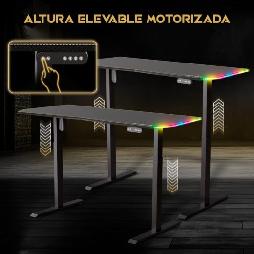 Forgeon Battleground Mesa Gaming Regulable en Altura con Motor 160x70cm RGB Negra - Imagen 2
