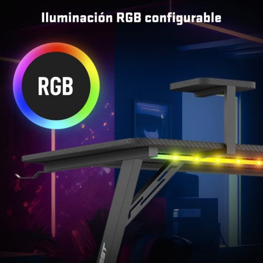 Tempest Sanctuary Mesa Gaming 160x75cm RGB Negra - Imagen 2