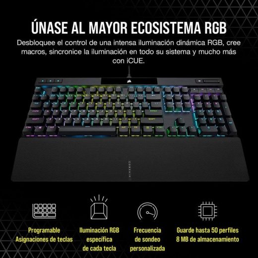 Corsair K70 PRO RGB Teclado Mecánico Gaming Switch Óptico-Mecánico Corsair OPX Negro - Imagen 15