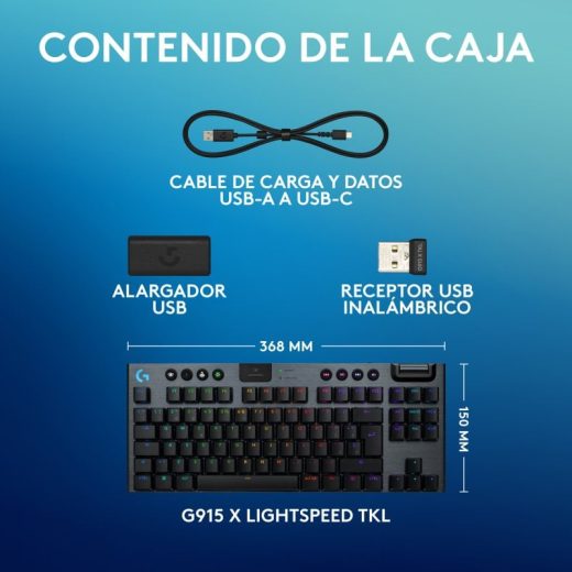 Logitech G915 X LIGHTSPEED TKL Teclado Mecánico Gaming Inalámbrico GL Tactile PBT Negro - Imagen 9