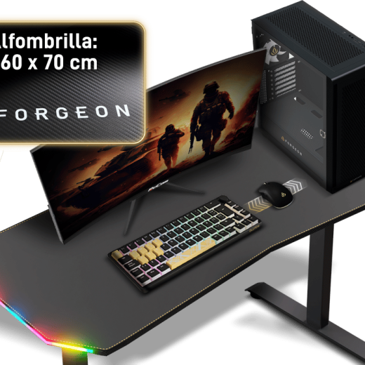 Forgeon Battleground Mesa Gaming Regulable en Altura con Motor 160x70cm RGB Negra - Imagen 14