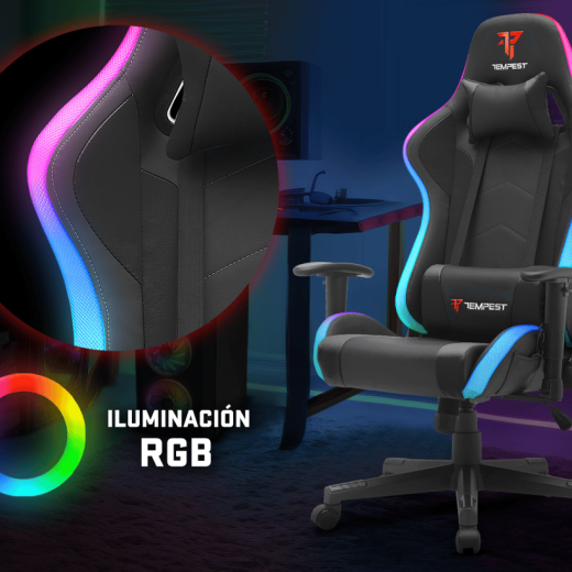 Tempest Glare RGB Silla Gaming Negra - Imagen 11