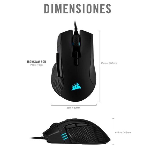 Corsair Ironclaw RGB Ratón Gaming 18000DPI - Imagen 5