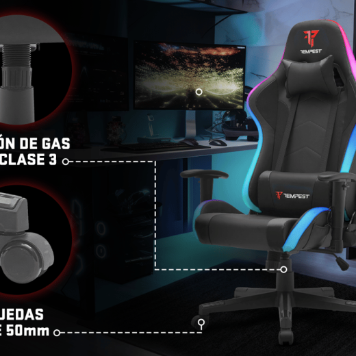 Tempest Glare RGB Silla Gaming Negra - Imagen 10
