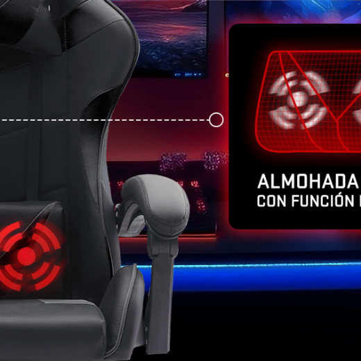 Tempest Shake Silla Gaming con Reposapiés y Masaje Negra - Imagen 10