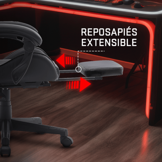 Tempest Shake Silla Gaming con Reposapiés y Masaje Negra - Imagen 11